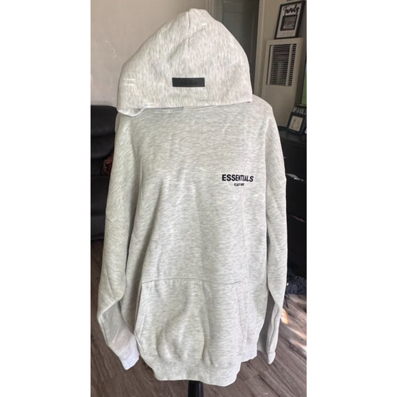 NWT ESSENTIALS Fear of God Hoodie Gray Size XL Oversized Streetwear Unisex Gift - Picture 3 of 7
